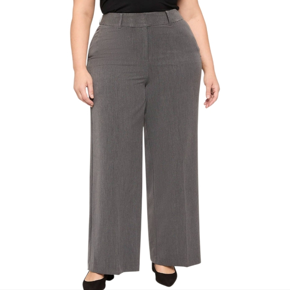 Lane Bryant Gray Wide Leg Dress Pants Plus Size 22 Petite Professional Slacks